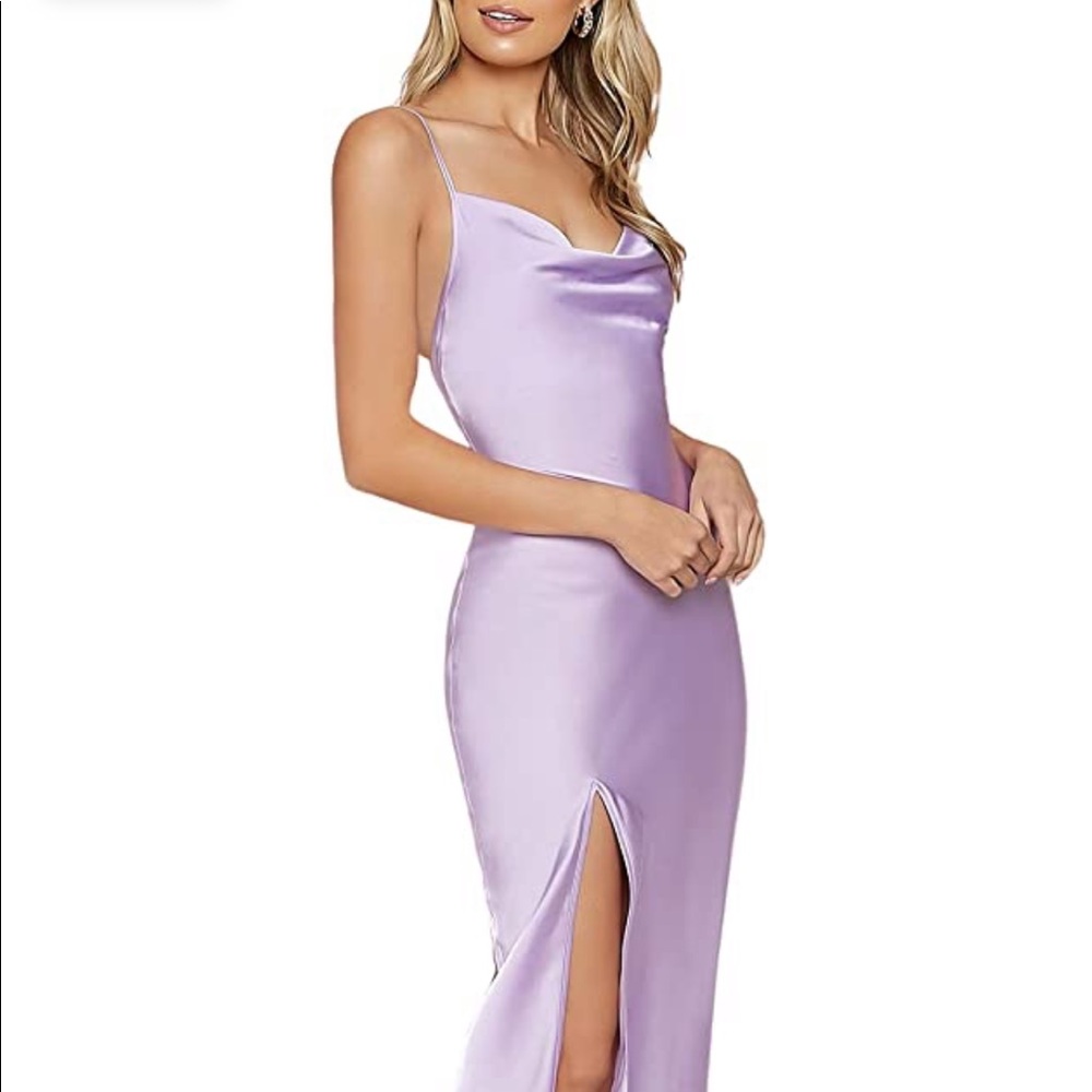 ~Lovely Lavender:Silk Cowl Neck Criss Cross Dress~